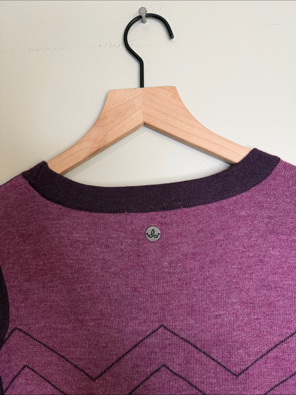 Prana Delia Dress Long Sleeve Purple Chevron Knit Dress S - Picture 6 of 6